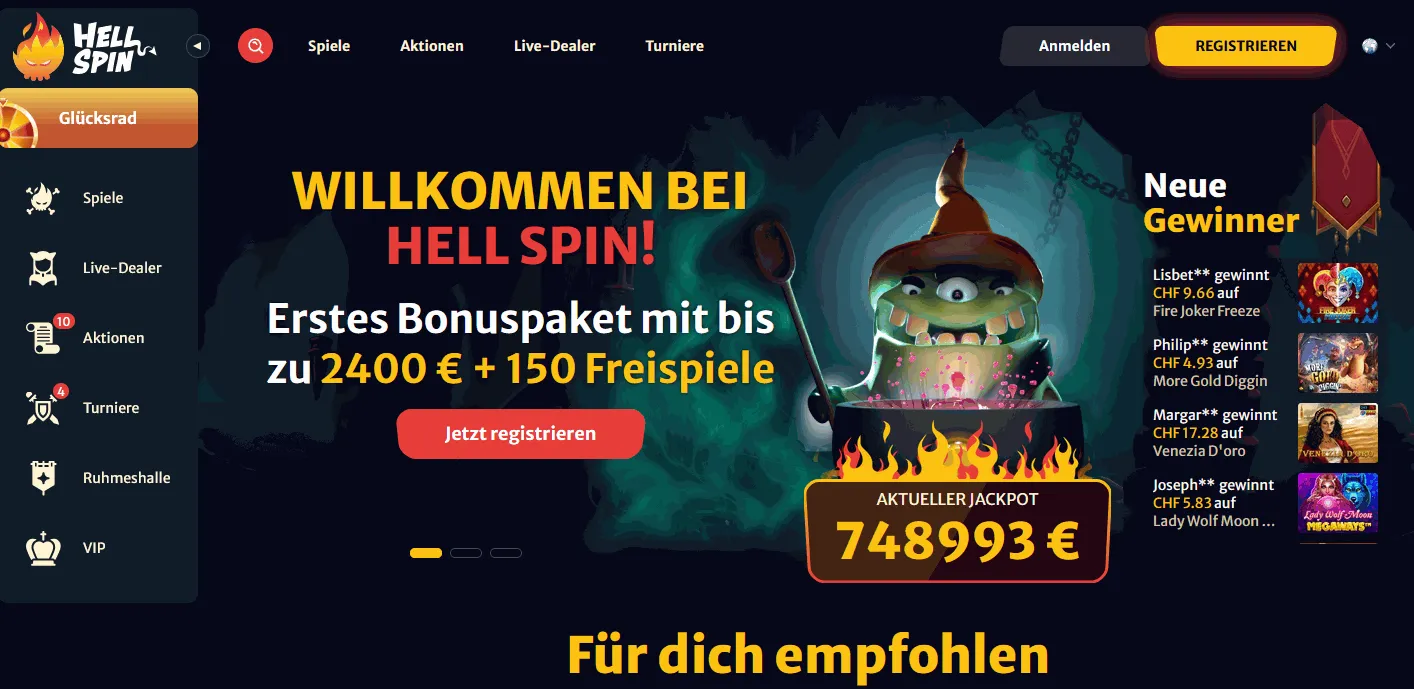 Hell Spin Casino Startseite