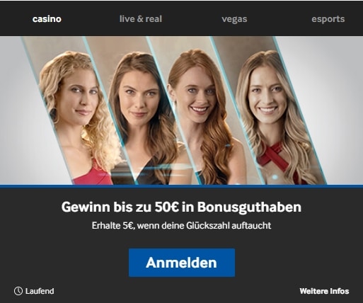 Betway Casino Gewinn bis zu €50