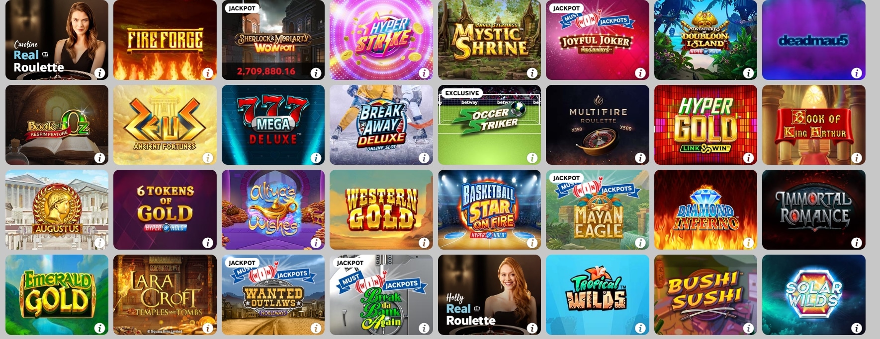 Betway Casino Übersicht Spiele